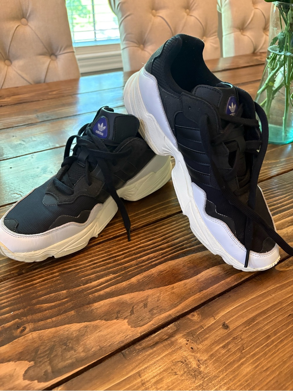 adidas Black and White Retro Chunky Sneakers